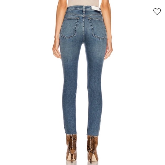 Re/Done 90s high rise ankle crop jeans  in Dusk Destroy - Picture 4 of 13